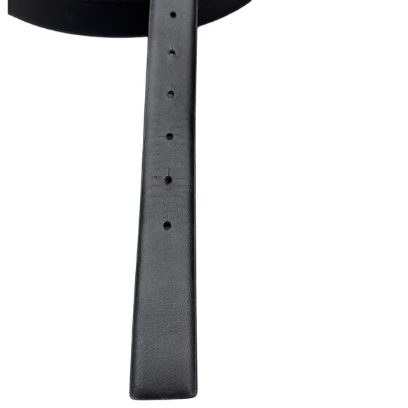 Tommy Hilfiger Black Faux Leather Silver Circle Logo Buckle Belt Women Medium - Picture 3 of 8